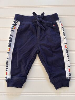 Tommy Hilfiger Baby Boys Jogger Pants Navy Blue Logo Stripe Size 3-6M Sweatpants